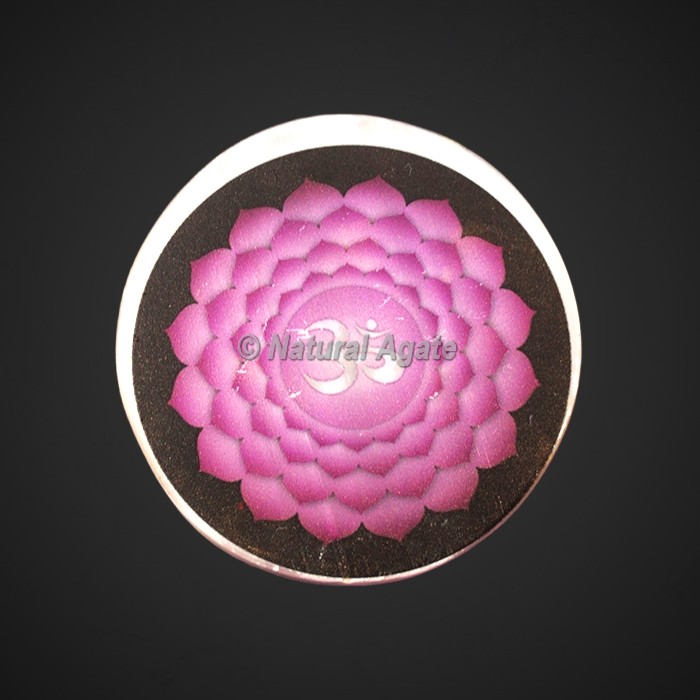 Crown Chakra Printed Selenite Charging Plate | Selenite Coaster